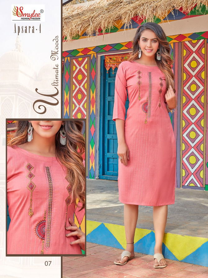 Smylee Apsara 4 New Ethnic Wear Designer Heavy Lurex Latest Kurti Collection